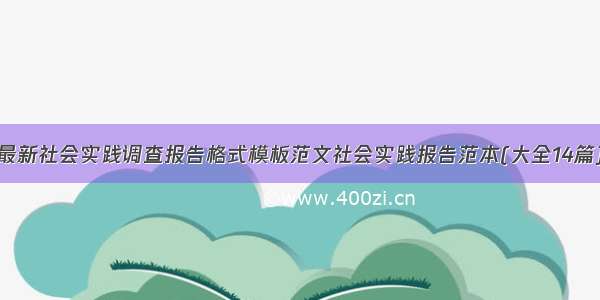 最新社会实践调查报告格式模板范文社会实践报告范本(大全14篇)