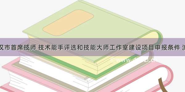 武汉市首席技师 技术能手评选和技能大师工作室建设项目申报条件 流程